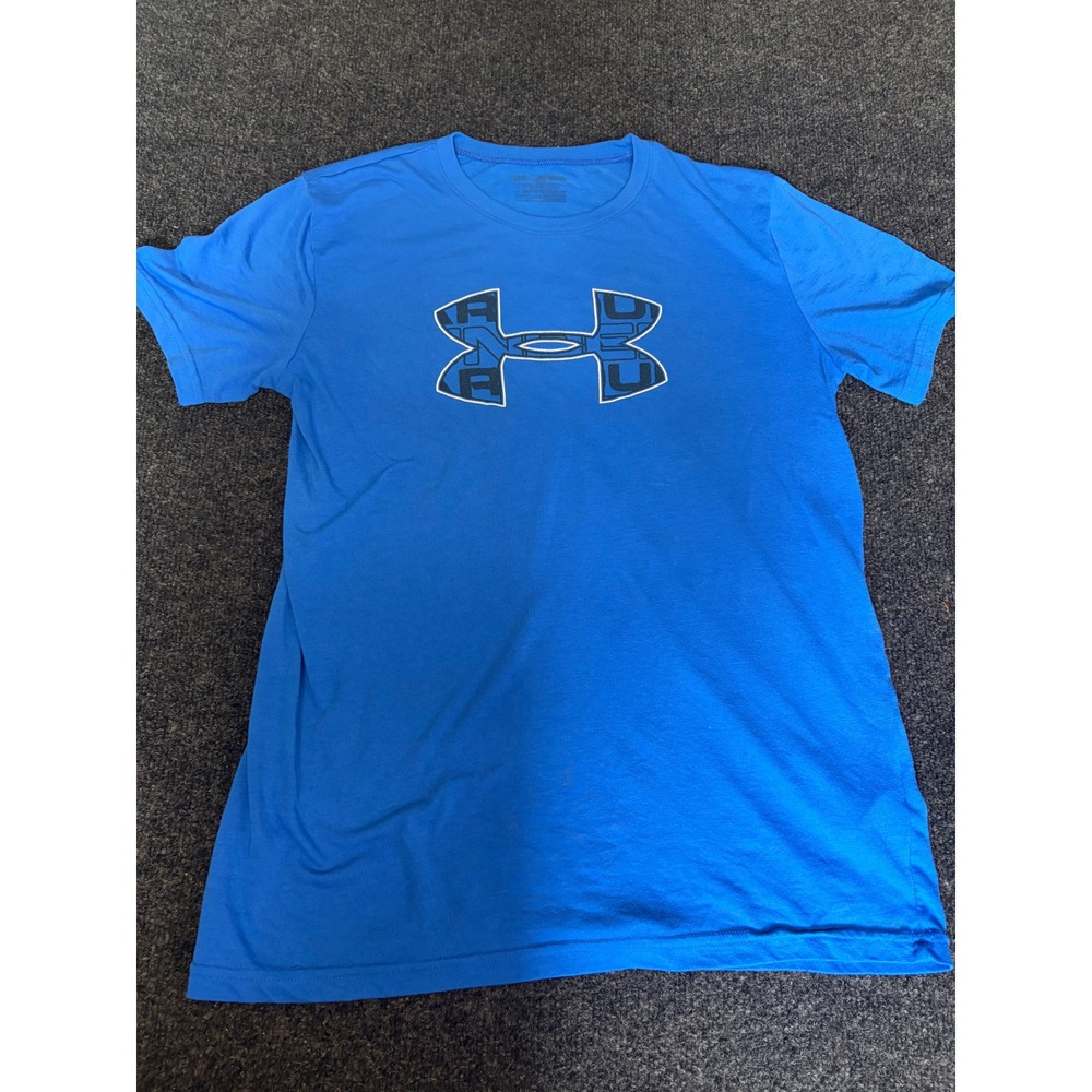 Under Armour Boys Blue Short Sleeve Camo Logo Graphic Athletic T-Shirt XL